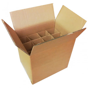 Fefco Style 0201 Glued Plain, Cardboard Box - Wine 12 Box - 350mm x 280mm x 360mm - Double Wall