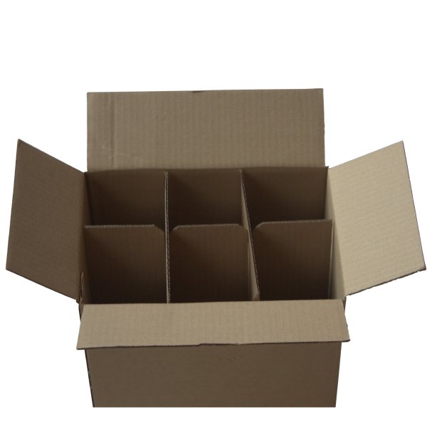 Cardboard Box - Wine 6 Box - 270mm x 185mm x 360mm - Double Wall, Fefco Style 0201 Glued Plain