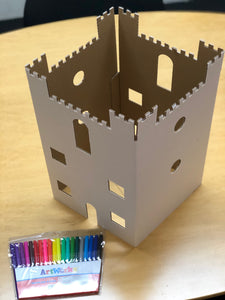 Cardboard Colouring Castle & 20 Coloured Felt Tip Pens